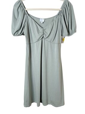 Blue Rain Medium Sage Green Puff Sleeve Dress